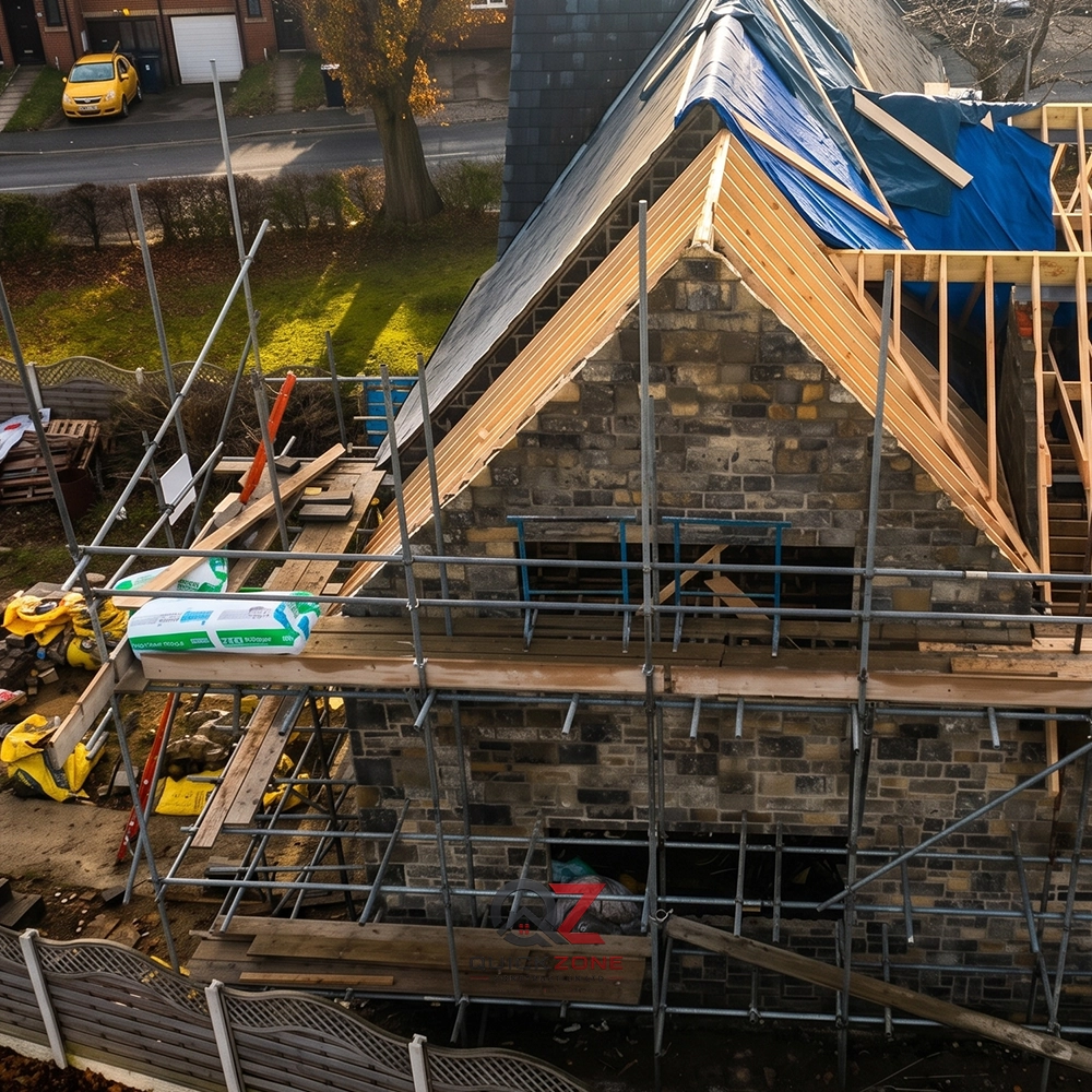 during construction photo of single storey home extension