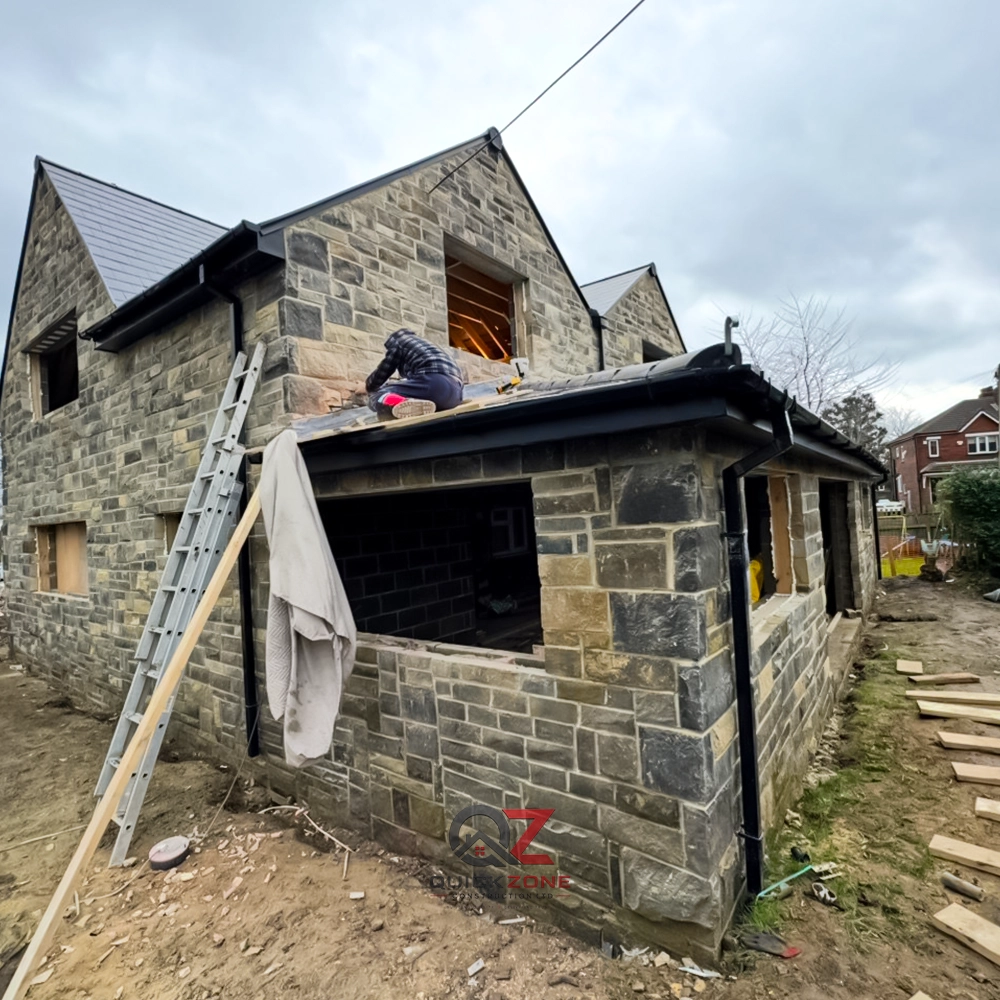 side return extension on terraced brick house in progress